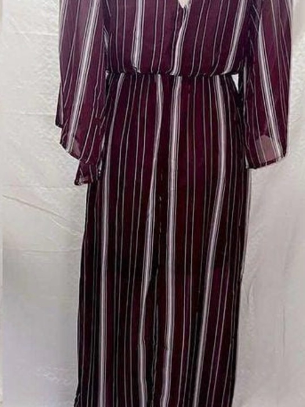 bailey blue Burgundy and White Striped Long Sleeve Maxi Dress